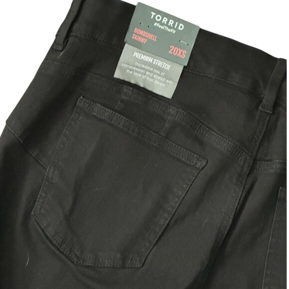 TORRID NWT Bombshell Stretch Skinny Jeans Destructed High Rise Black Size 20XS - Picture 9 of 11